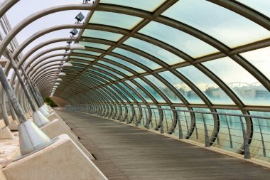 Zaragoza, İspanya / Avrupa; 24 / 11 / 2019: İspanya 'nın Zaragoza kentindeki Üçüncü Milenyum Köprüsü' nün (Puente del Tercer Milenio) detayları