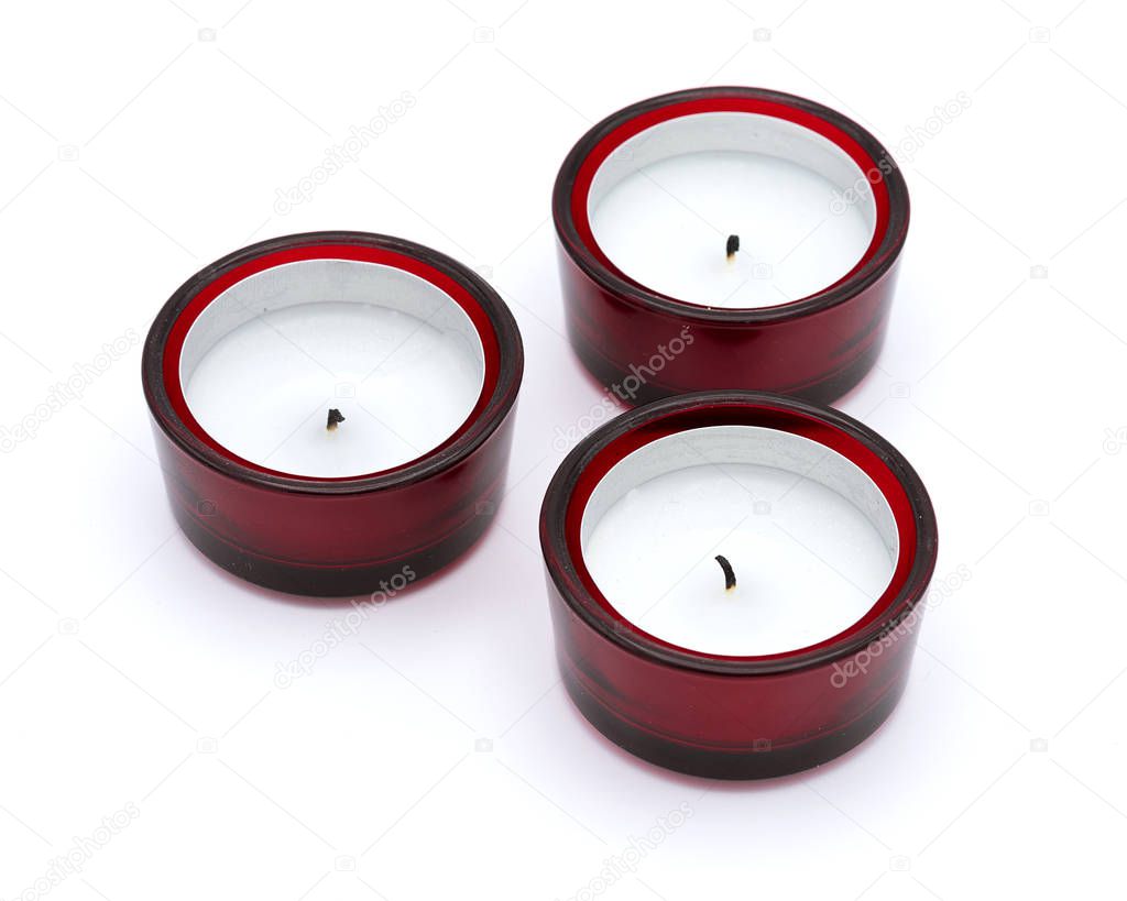 Candles on a white background