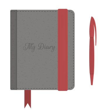 İp ve kalemle bir günlüğün vektör düz çizimi. Eski