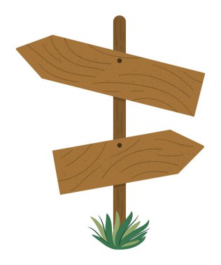 Tahta yol işaretinin vektör düz çizimi. İşaretçi 