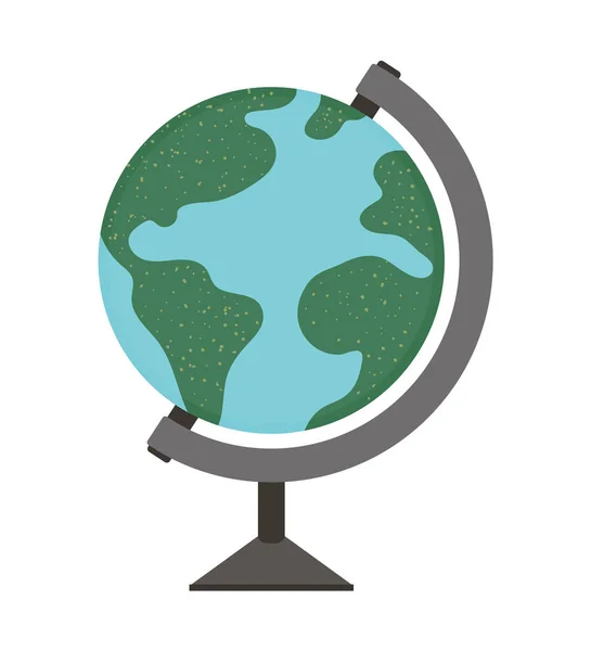 Ilustração plana vetorial de um globo em um suporte. Mapa da esfera mundial —  Vetores de Stock