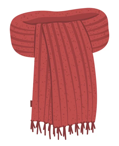 Χειμερινή απεικόνιση ρούχων. Κόκκινο διάνυσμα πλεκτό μαντήλι — Διανυσματικό Αρχείο