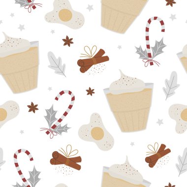 Vector egg nog dikişsiz desen. Geleneksel ısınma kuraklığı