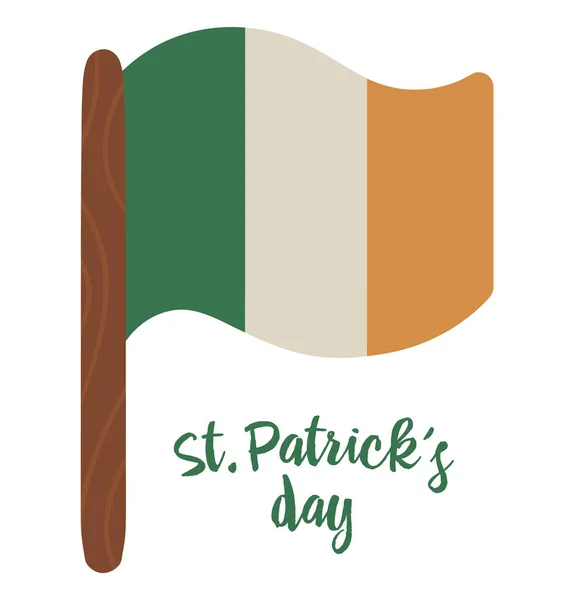 Vektori tasainen hauska Irlannin lippu. Söpö St. Patrick syksyllä päivä illu — vektorikuva