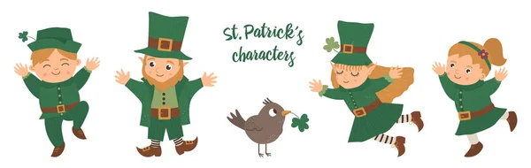 Conjunto de vetores de personagens do Dia de St. Patricks —  Vetores de Stock