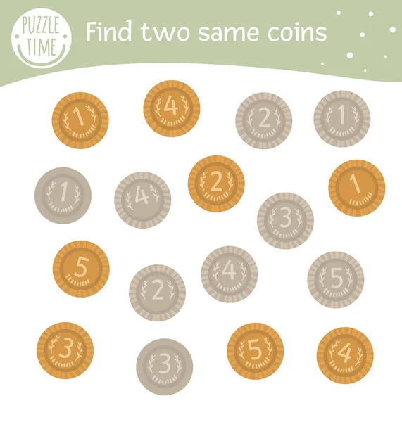 Βρείτε δύο ίδια νομίσματα. Ημέρα του Αγίου Πατρικίου αντίστοιχη δραστηριότητα για — Διανυσματικό Αρχείο