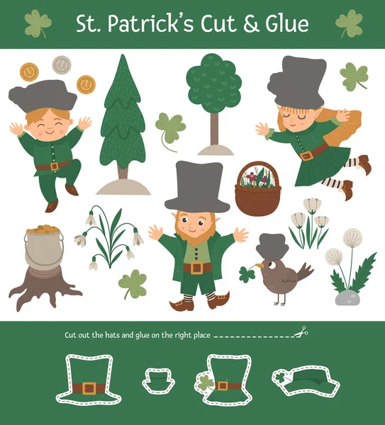 Vector Saint Patrick���s Day cut and glue for children. Весна — стоковий вектор