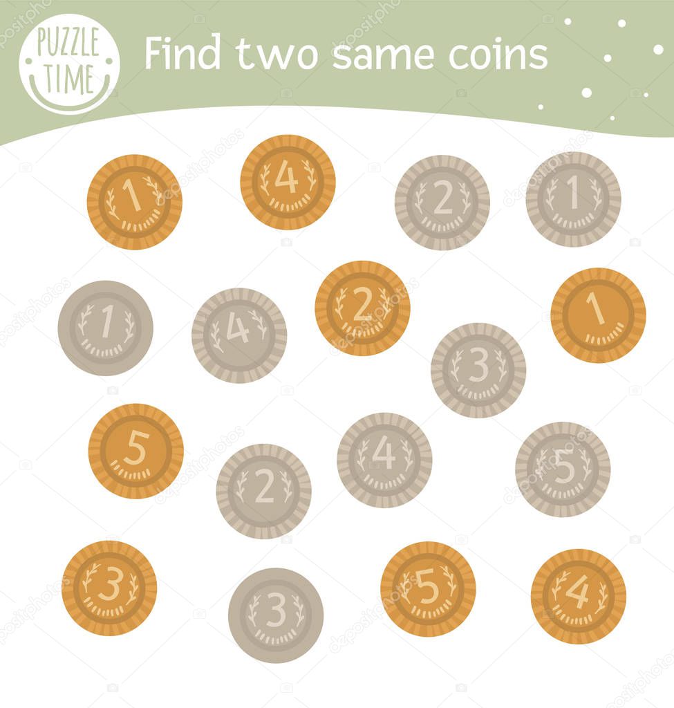 Find two same coins. Saint Patrick���s Day matching activity for