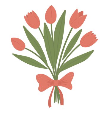 Beyaz yay ile izole edilmiş lalelerin vektör çizimi