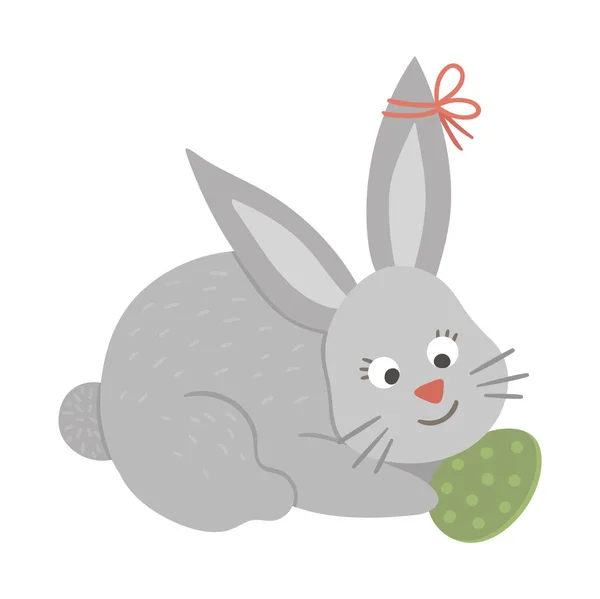 Renkli yumurtalı şirin tavşanın w üzerinde izole edilmiş vektör çizimi — Stok Vektör