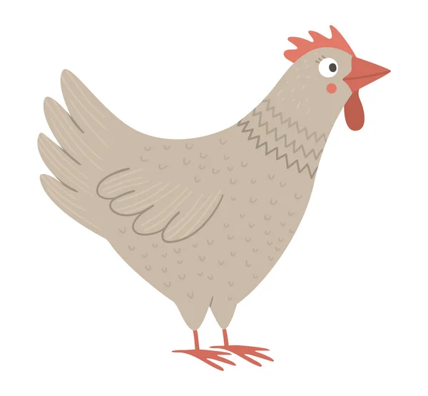 Vector gallina divertida aislada sobre fondo blanco. Primavera, Pascua o — Archivo Imágenes Vectoriales