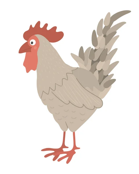Vector funny cockerel isolated on white background. Spring, East — Stock Vector