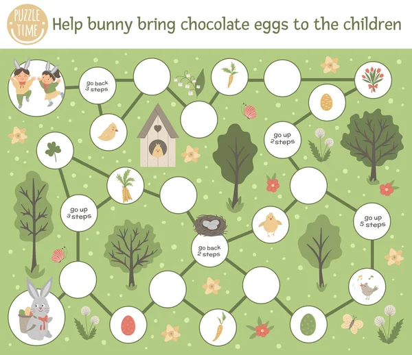 Húsvét kaland fórumon játék gyerekeknek aranyos karakterek egy — Stock Vector