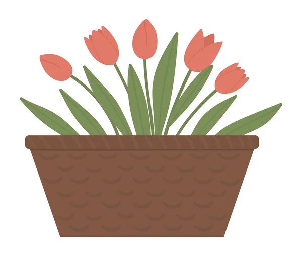 Vector illustration of flower bed. Garden decorative basket like — 스톡 벡터