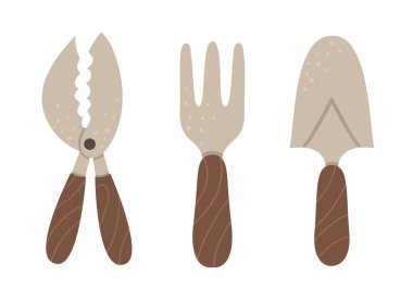 Renkli bahçe aletlerinin vektör seti. Bahçe işlerinin koleksiyonu