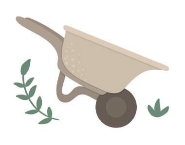 Vector Wheel Barrow beyaz arka planda izole edildi. Düz yay ga