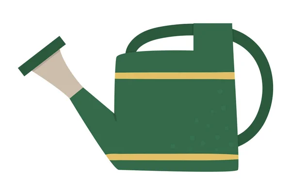 Vector flat trendy green watering can. Garden equipment isolated — 스톡 벡터