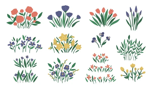 Векторні ілюстрації різних квіткових композицій. Садовий декор — стоковий вектор
