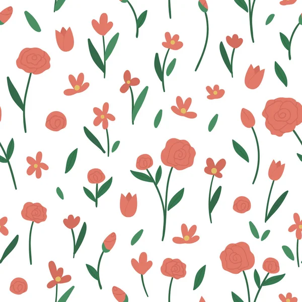 Vektor nahtloses Muster mit Rosenblütenelementen. Gartenwiederholung — Stockvektor