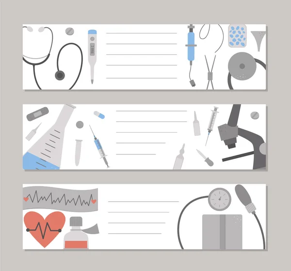 Conjunto Modelos Cartão Layout Horizontal Medicina Vetorial Folheto Folheto Banner —  Vetores de Stock