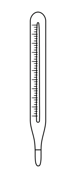 Vector Platte Thermometer Pictogram Omtrek Medische Apparatuur Lijn Kunst Beeld — Stockvector