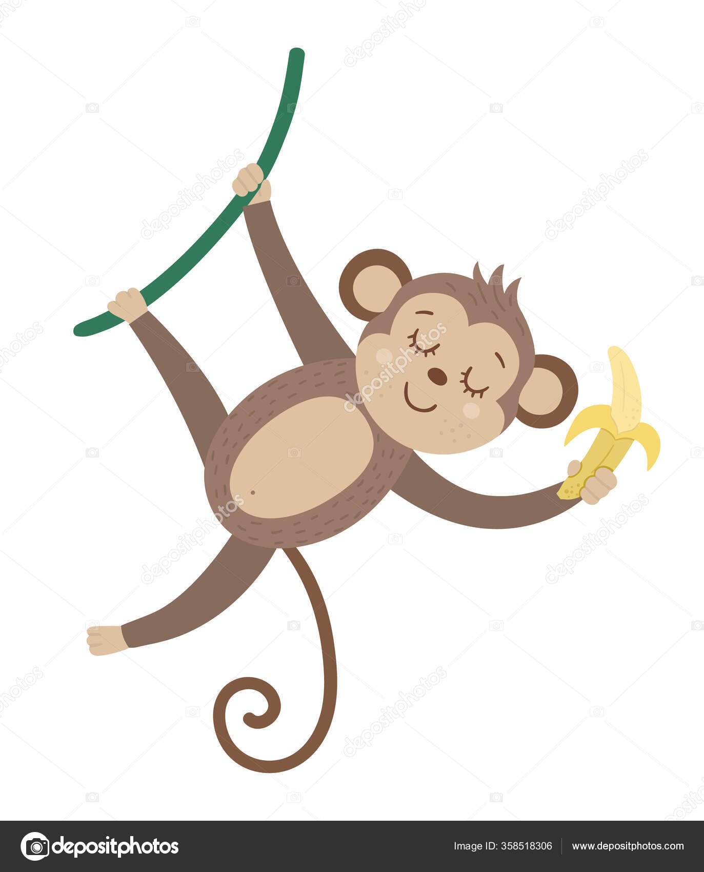 Dois Macacos Engraçados Bonitos Na Liana Que Compartilham A Fruta Da Banana  Com Amor Royalty Free SVG, Cliparts, Vetores, e Ilustrações Stock. Image  46728243