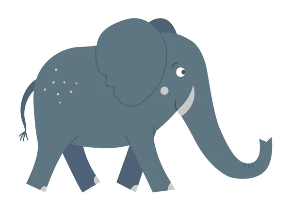 Vektor Roztomilý Slon Izolovaný Bílém Pozadí Vtipné Tropické Exotické Africké — Stockový vektor