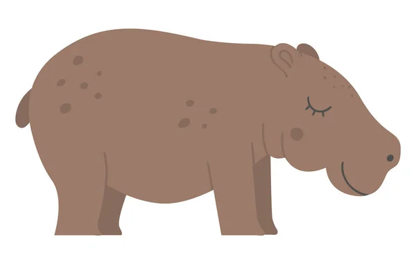 Vector Schattig Nijlpaard Geïsoleerd Witte Achtergrond Grappige Tropische Exotische Afrikaanse — Stockvector