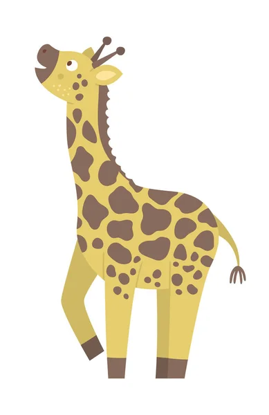 Vector Schattige Giraffe Geïsoleerd Witte Achtergrond Grappige Tropische Exotische Afrikaanse — Stockvector