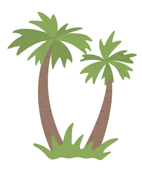 ベクトル熱帯ヤシの木のクリップアート ジャングルの葉のイラスト 手は白い背景に隔離された平らなエキゾチックな植物を描きました 明るい子供っぽい夏の緑のイラスト — ストックベクタ