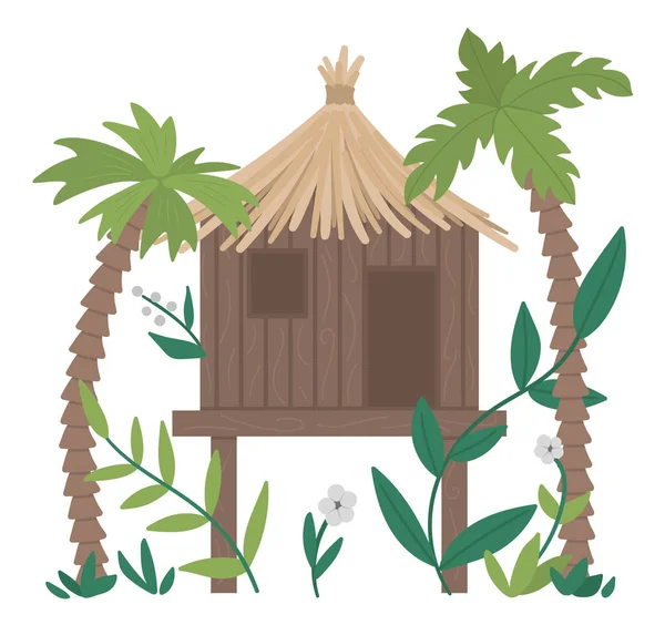 Illustration Vectorielle Pousses Jungle Avec Palmiers Feuilles Isolés Sur Fond — Image vectorielle