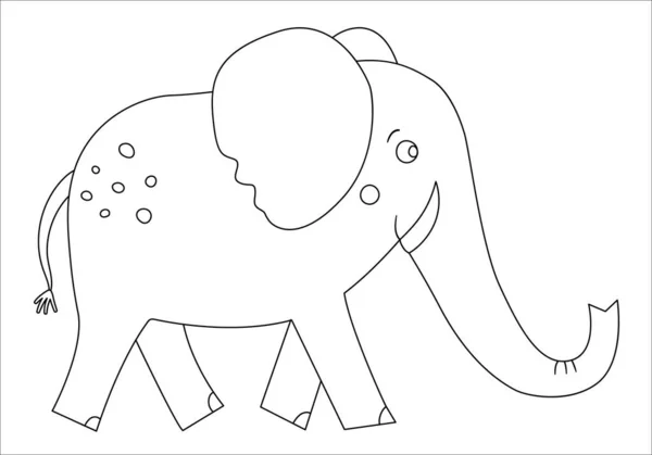Vektorový Rozkošný Obrys Slona Vtipná Tropická Exotická Zvířecí Černobílá Ilustrace — Stockový vektor