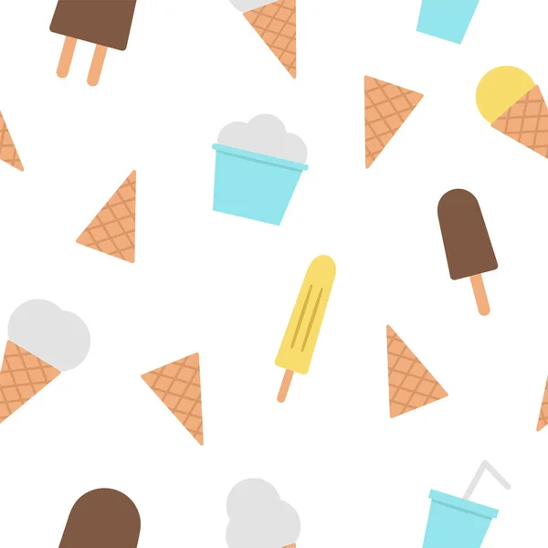 Vector Ice Cream Seamless Pattern Cute Digital Paper Sweet Summer — Stock Vector