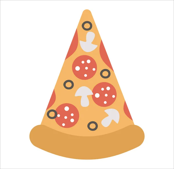 Vektorová Pizza Řez Bílém Pozadí Ikona Fast Foodu Ilustrace Italského — Stockový vektor