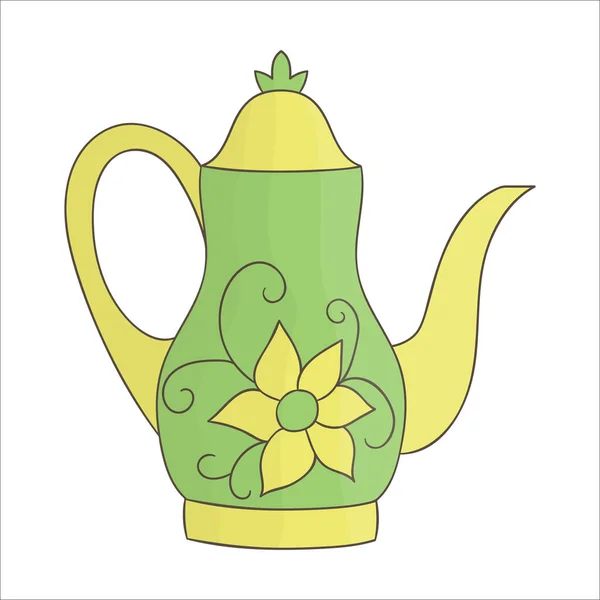 Значок Чайника Яркая Векторная Иллюстрация Чайника Цветной Чайник Изолирован Белом — стоковый вектор