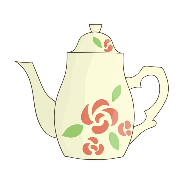 Theepot Icoon Heldere Theepot Vector Illustratie Gekleurde Ketel Geïsoleerd Witte — Stockvector