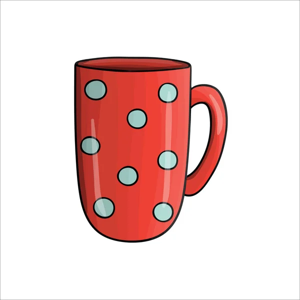 Coffee Mug Cartoon Icon Colored Tea Cup Vector Illustration Linear — Stock Vector