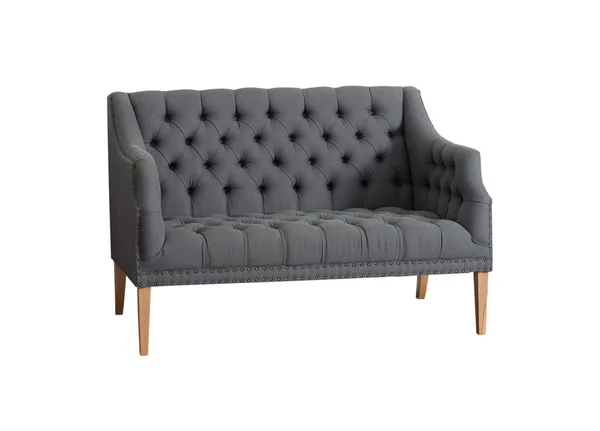 Graues Sofa Isoliert Auf Weißem Hintergrund Couch Hocker Mit Grauer — Stockfoto