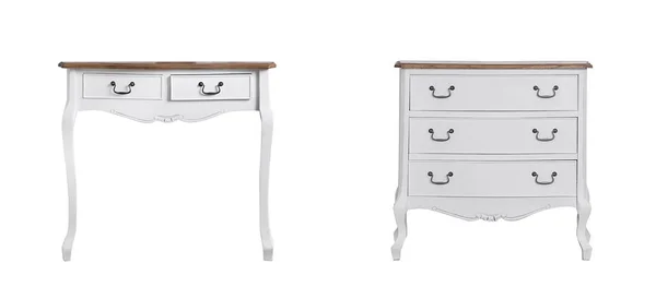 Mesa Vestidor Blanco Aislado Sobre Fondo Blanco Vintage — Foto de Stock