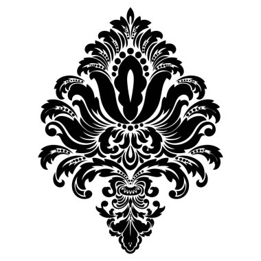 Vektör damaske elementi. İzole edilmiş, merkezi iltihaplanma. Klasik lüks eski moda İspanyol süsü, duvar kağıtları, tekstil, ambalaj....