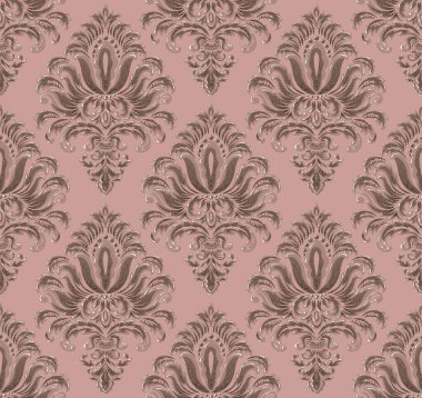 Damask pürüzsüz kabartma kalıbı. Klasik klasik Şam Şam Şam Süsü. Duvar kağıtları, tekstil ve ambalaj için kraliyet Victoria dönemi kusursuz dokusu. Klasik, zarif, çiçekli barok şablonu.