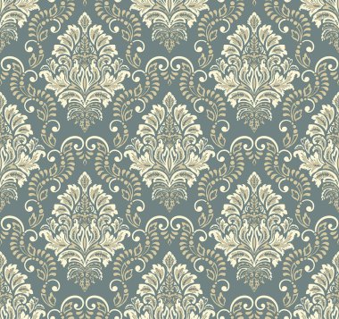 Damask pürüzsüz kabartma kalıbı. Klasik klasik Şam Şam Şam Süsü. Duvar kağıtları, tekstil ve ambalaj için kraliyet Victoria dönemi kusursuz dokusu. Klasik, zarif, çiçekli barok şablonu.