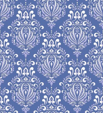 Vektör damask Dikişsiz desen arka plan. Klasik lüks eski moda damask süsleme, duvar kağıtları, tekstil, sarma için Kraliyet Viktorya Dikişsiz doku. Nefis çiçek Barok şablonu