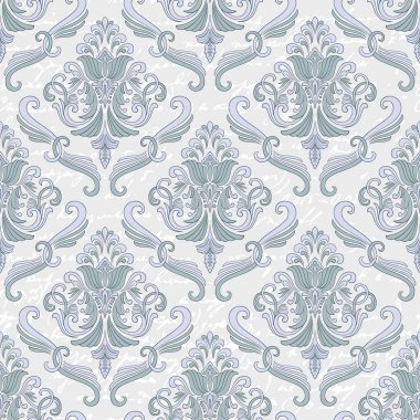 Damask 'ın kusursuz bir geçmişi var. Klasik klasik Şam Şam Şam Süsü. Duvar kağıtları, tekstil ve ambalaj için kraliyet Victoria dönemi kusursuz dokusu. Klasik, zarif, çiçekli barok şablonu.