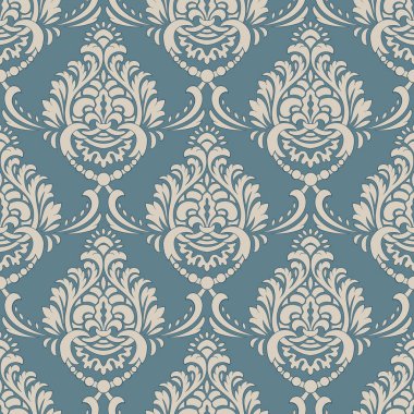 Damask 'ın kusursuz bir geçmişi var. Klasik klasik Şam Şam Şam Süsü. Duvar kağıtları, tekstil ve ambalaj için kraliyet Victoria dönemi kusursuz dokusu. Klasik, zarif, çiçekli barok şablonu.