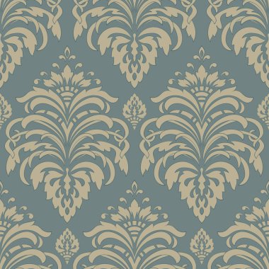 Damask kusursuz desen elementi. Vector klasik lüks, eski moda İspanyol süsü, duvar kağıtları, tekstil, ambalaj için kraliyet Victoria dönemi kusursuz dokusu. Klasik, zarif, çiçekli barok şablonu.