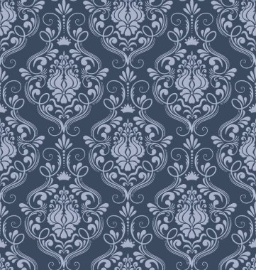 Damask pürüzsüz kabartma kalıbı. Klasik klasik Şam Şam Şam Süsü. Duvar kağıtları, tekstil ve ambalaj için kraliyet Victoria dönemi kusursuz dokusu. Klasik, zarif, çiçekli barok şablonu.