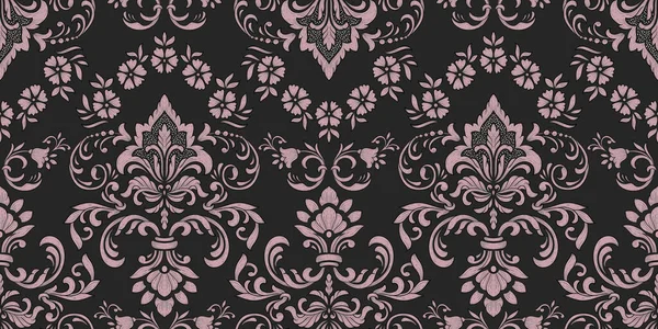 Damask Seamless Pattern Background Vector Classical Luxury Old Damask Ornament — Stock Vector