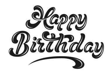 El çizimi harfler - İyi ki doğdun gölgeli ve röfleli. Zarif modern el yazısı kartı. Mürekkep çizimi. Beyaz arka planda tipografi posteri. Kartlar, davetiyeler, baskılar vs.