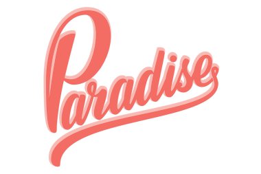 El çizimi kırmızı harfler, gölgeli cennet. Zarif izole edilmiş modern el yazısı. Vektör Mürekkebi çizimi. Beyaz arka planda tipografi posteri. Kartlar, davetiyeler, baskılar vs.